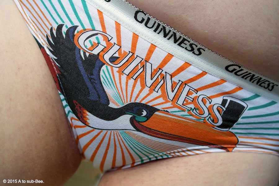 Bee wearing cute Guiness toucan panties with a hidden message that two can play.