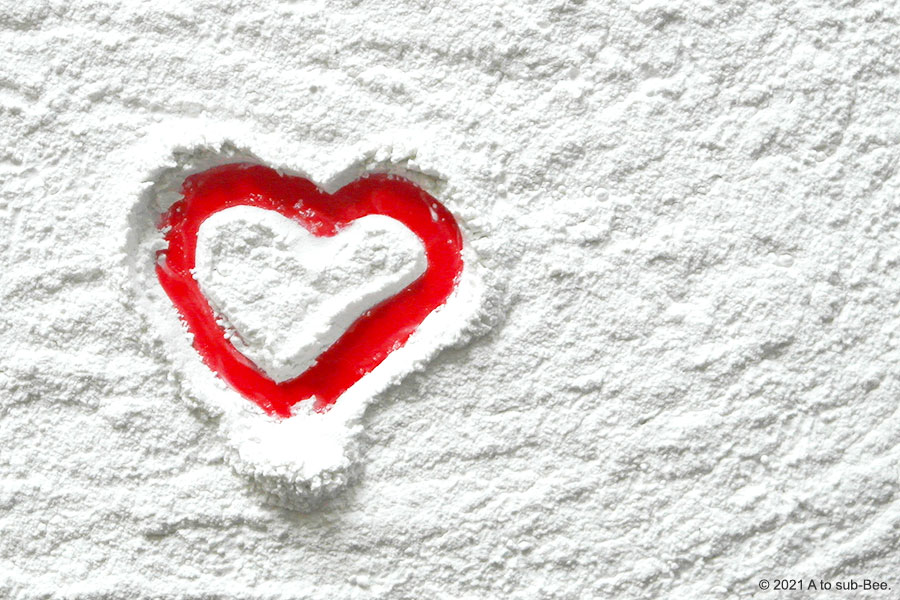 A red heart drawn in white powder to signify a cuntheart